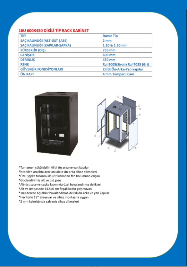 7U 600X450 DUVAR TİP KABİNET